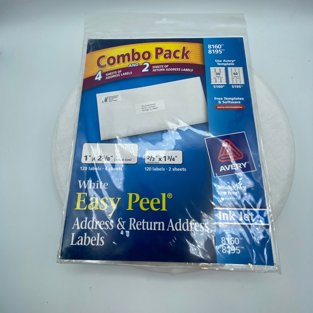 Avery 240ct Address Return Labels White 8160 8195 Inkjet Combo Pack Shipping